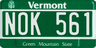 VT license plate NOK561