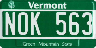 VT license plate NOK563