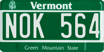 VT license plate NOK564