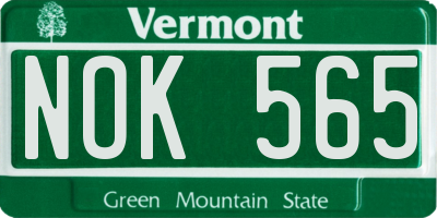 VT license plate NOK565