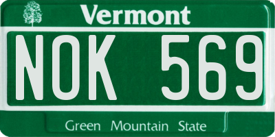 VT license plate NOK569