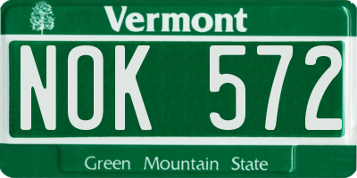 VT license plate NOK572