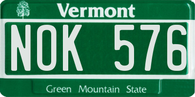 VT license plate NOK576
