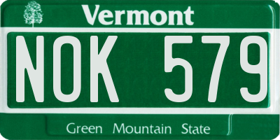 VT license plate NOK579