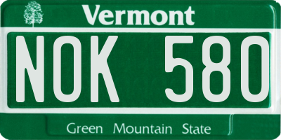 VT license plate NOK580