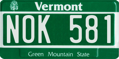 VT license plate NOK581