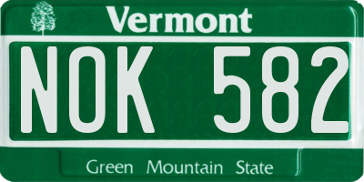 VT license plate NOK582