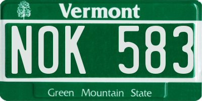 VT license plate NOK583