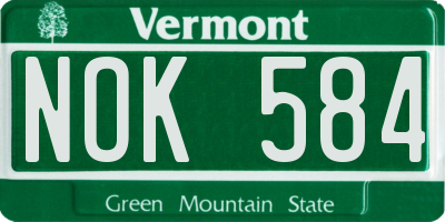VT license plate NOK584