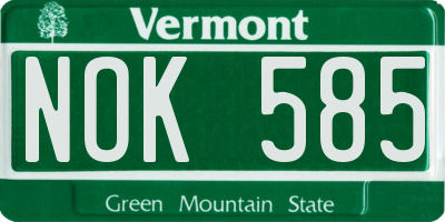 VT license plate NOK585