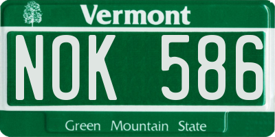VT license plate NOK586