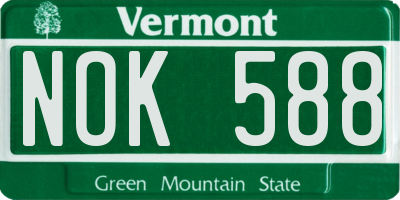 VT license plate NOK588