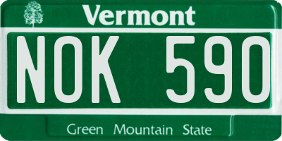 VT license plate NOK590