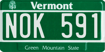VT license plate NOK591