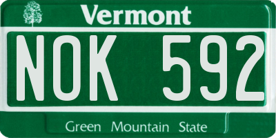 VT license plate NOK592