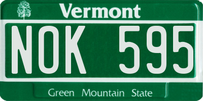 VT license plate NOK595