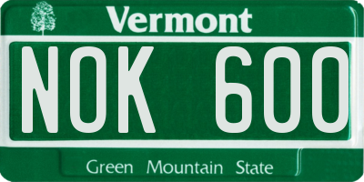 VT license plate NOK600