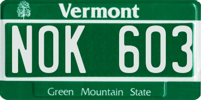 VT license plate NOK603