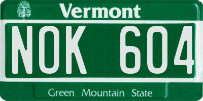 VT license plate NOK604