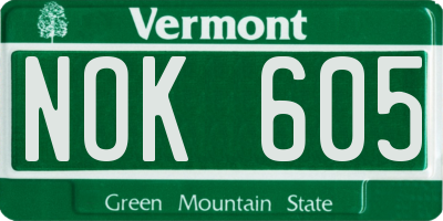 VT license plate NOK605