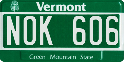 VT license plate NOK606