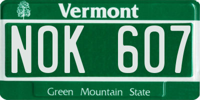 VT license plate NOK607