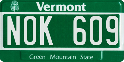 VT license plate NOK609