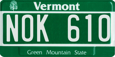 VT license plate NOK610