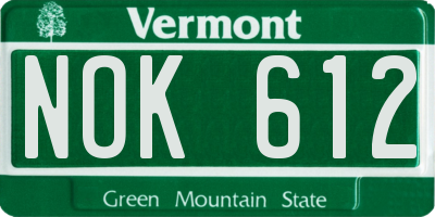 VT license plate NOK612