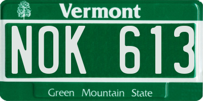 VT license plate NOK613