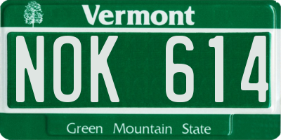 VT license plate NOK614