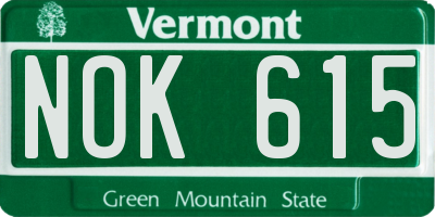 VT license plate NOK615