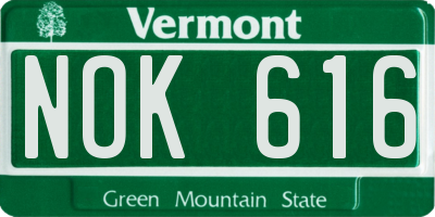 VT license plate NOK616