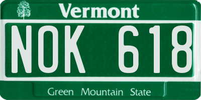 VT license plate NOK618