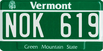 VT license plate NOK619