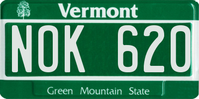 VT license plate NOK620