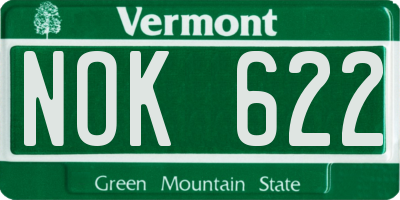 VT license plate NOK622
