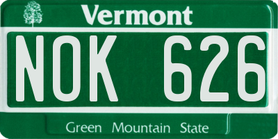 VT license plate NOK626
