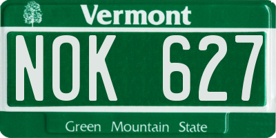 VT license plate NOK627