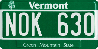 VT license plate NOK630