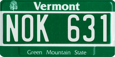 VT license plate NOK631