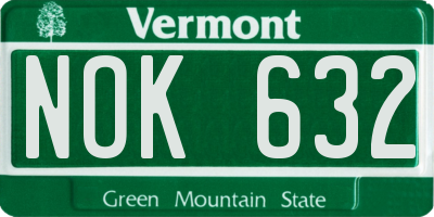 VT license plate NOK632