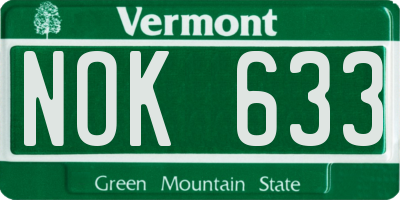 VT license plate NOK633