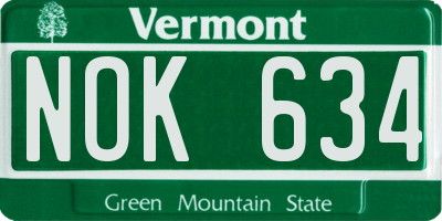 VT license plate NOK634