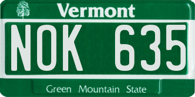 VT license plate NOK635