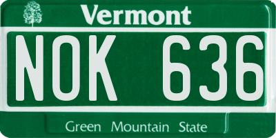 VT license plate NOK636