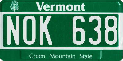 VT license plate NOK638