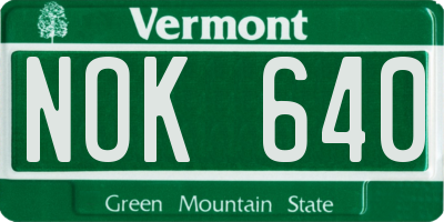 VT license plate NOK640