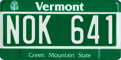 VT license plate NOK641