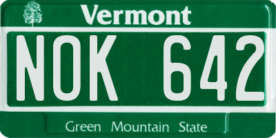 VT license plate NOK642